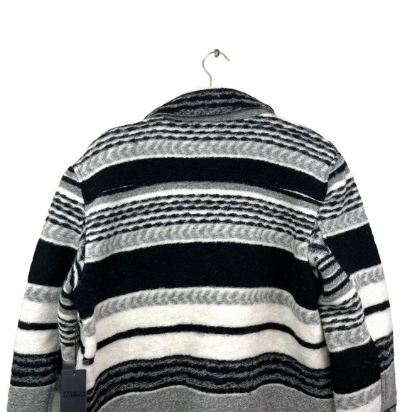 Forever 21 Jacket Coat Wool Blend Full Zip Lined SIde Pockets Geo Print Men Sz M - Picture 7 of 7